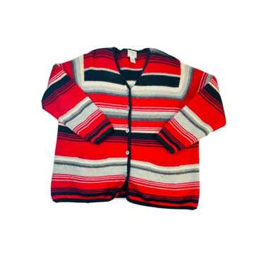 Vintage 90s Womens 1W Color Block Striped Wool Bu… - image 1