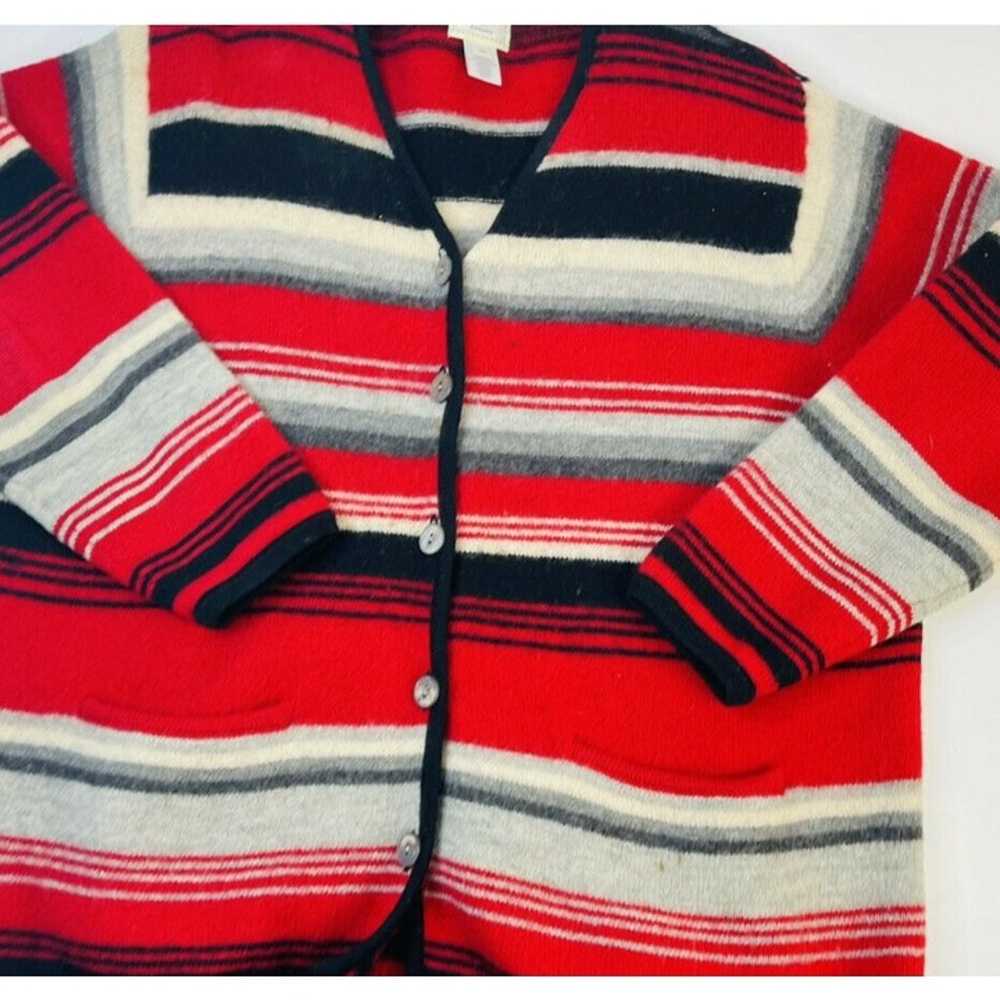 Vintage 90s Womens 1W Color Block Striped Wool Bu… - image 2