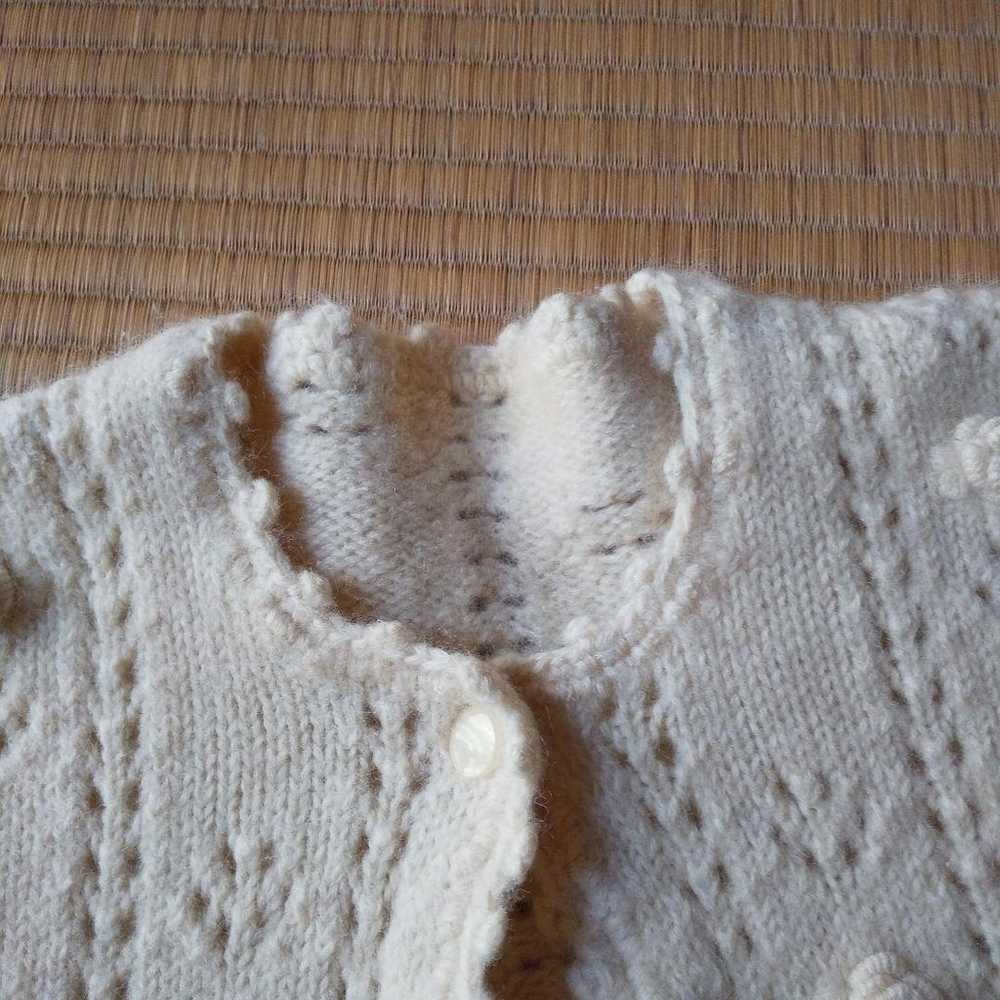 Blueberry farm white rose pattern wool cardigan h… - image 2