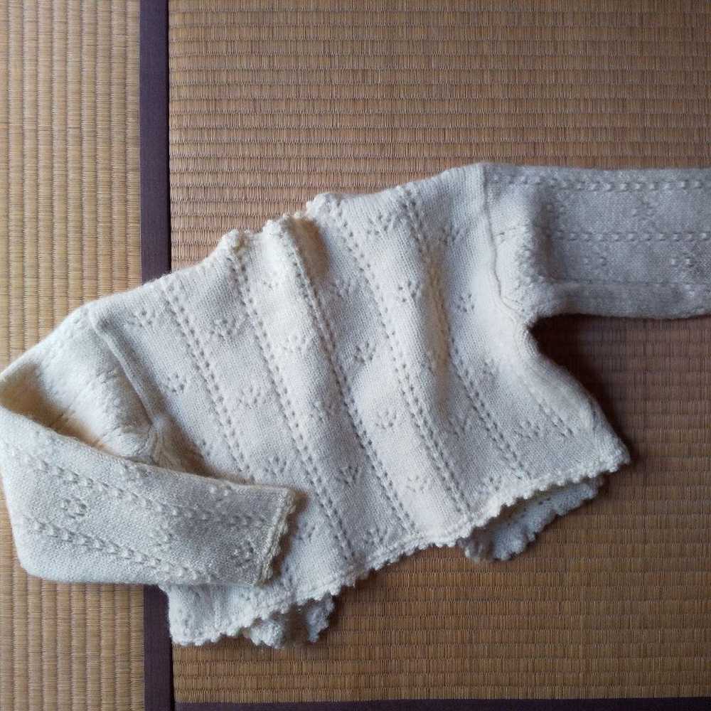 Blueberry farm white rose pattern wool cardigan h… - image 6