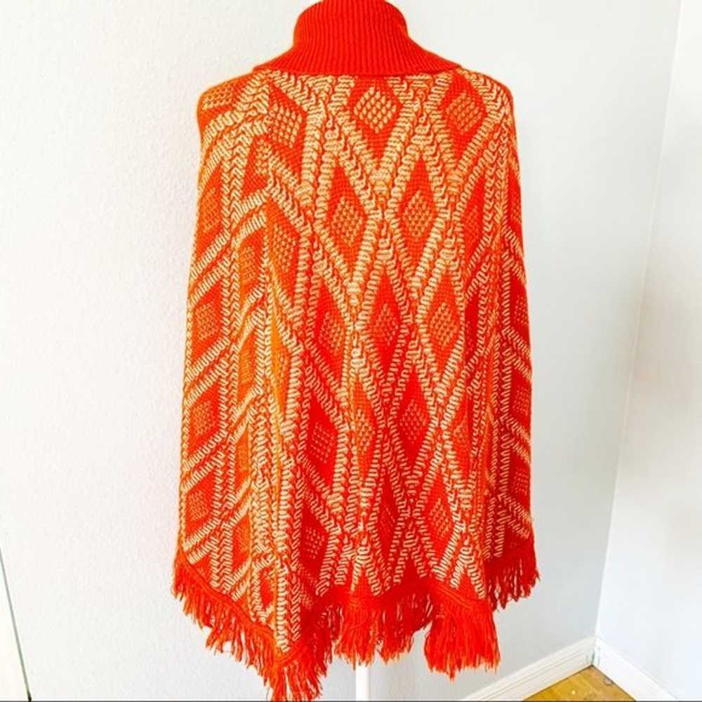 Vintage 70’s Red & White Knit Poncho - image 5