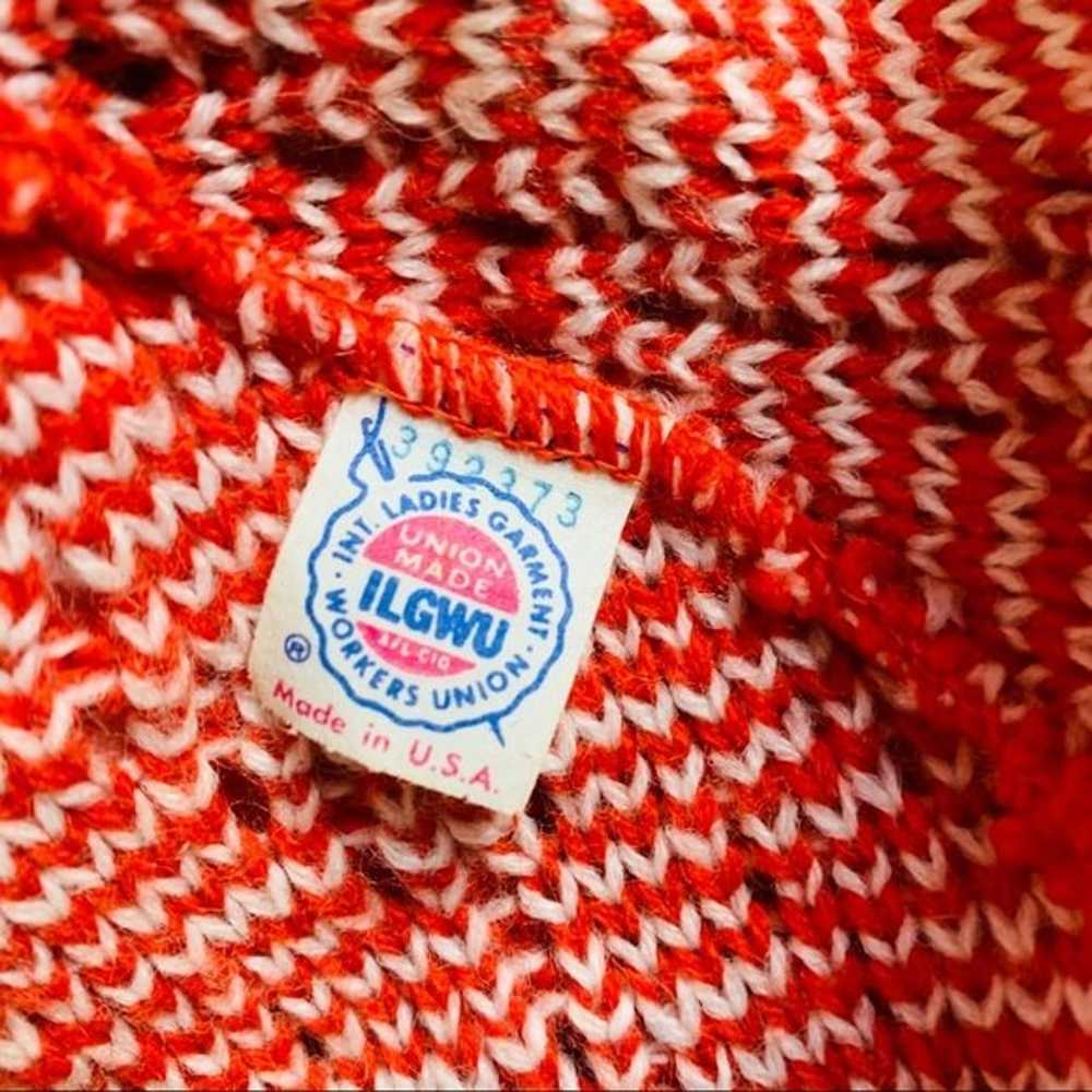 Vintage 70’s Red & White Knit Poncho - image 7