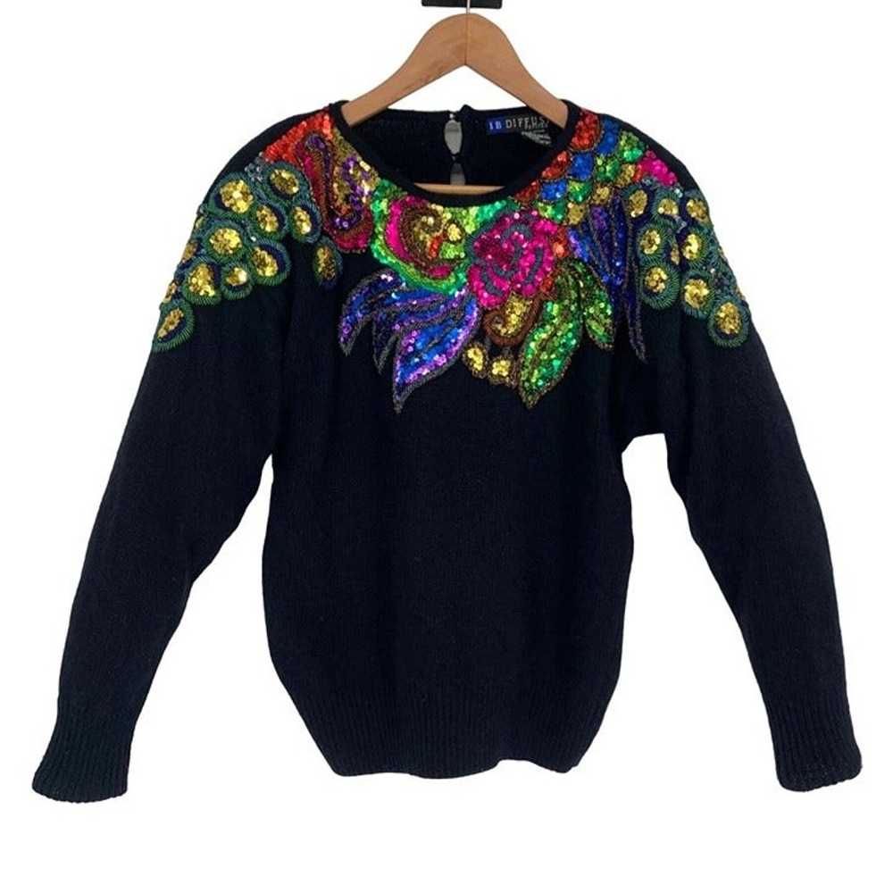 Vintage IB Diffusion PS Black Sequin Sweater Shou… - image 12