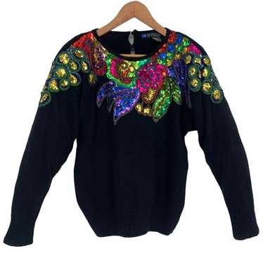 Vintage IB Diffusion PS Black Sequin Sweater Shou… - image 1