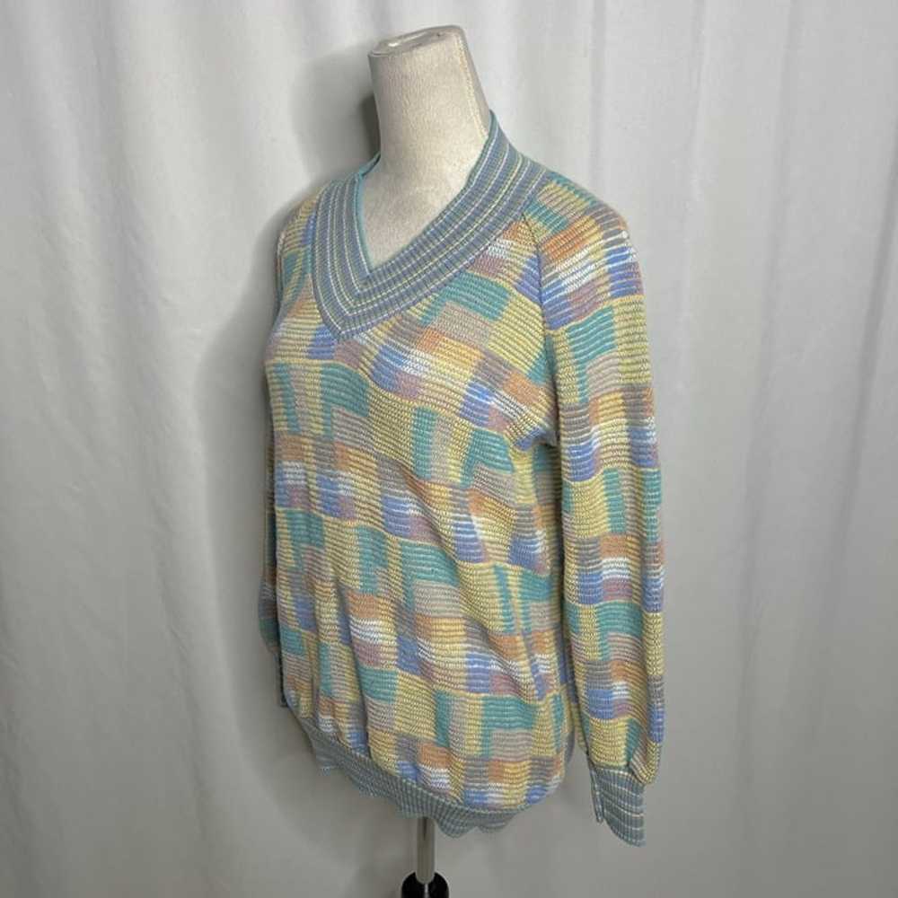 John Ashpool Vintage Geometric Checkered Knit Swe… - image 8