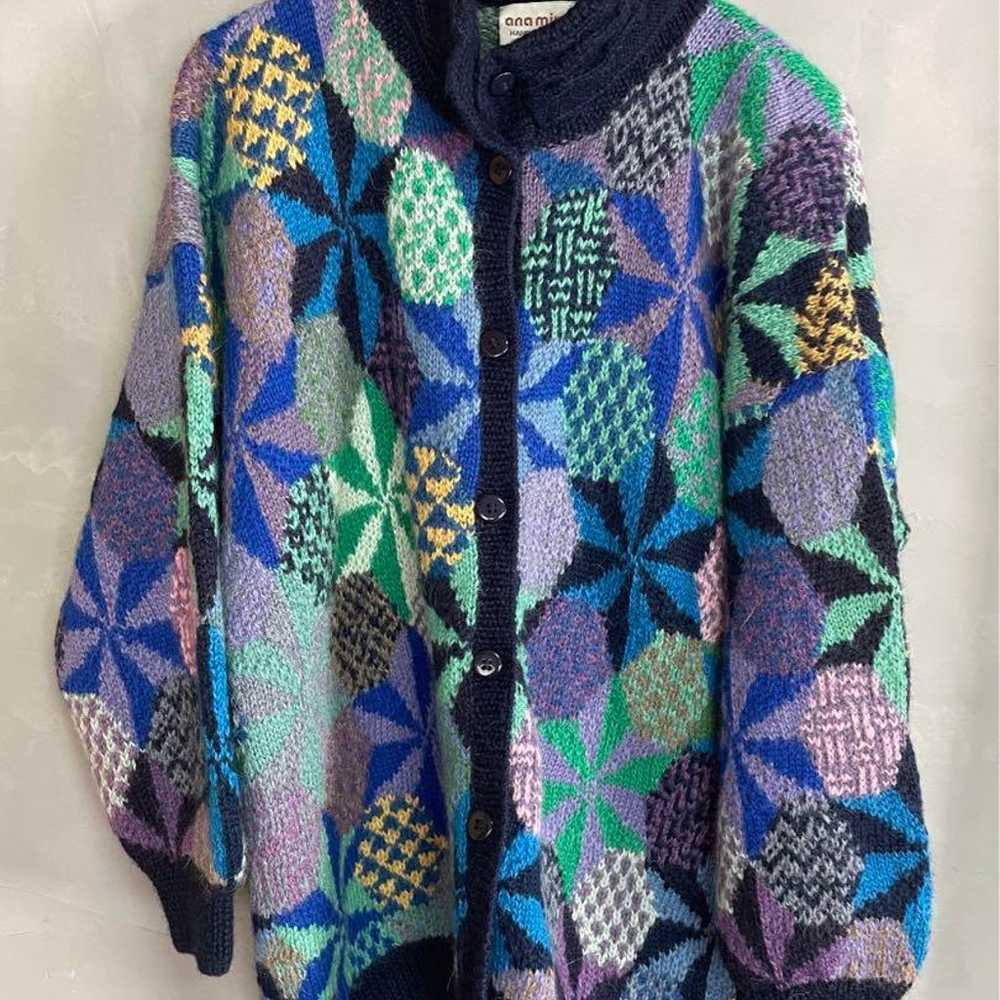 vintage hand-knit cardigan made in Peru. - image 2