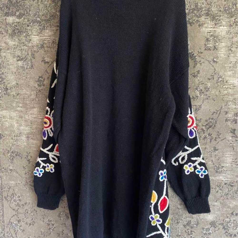 Oversized Cotton Linen Embroidery Knit Sweater Vi… - image 10