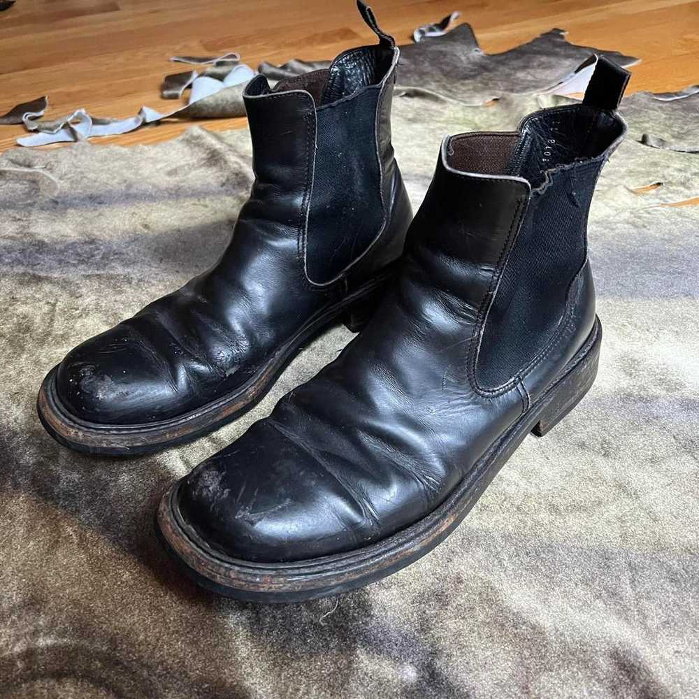 Vintage Vtg 90s black leather Chelsea minimalist … - image 1