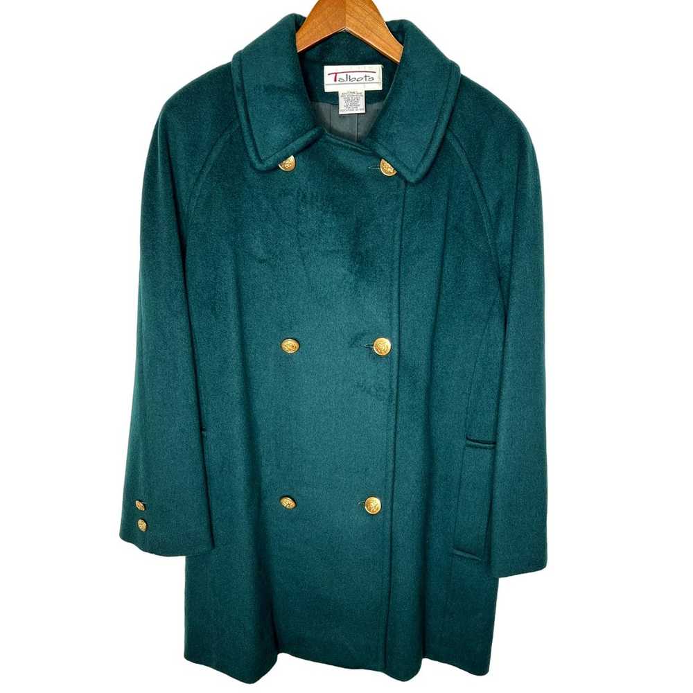 Talbots 14 Emerald Green Double Breasted Wool Coa… - image 1