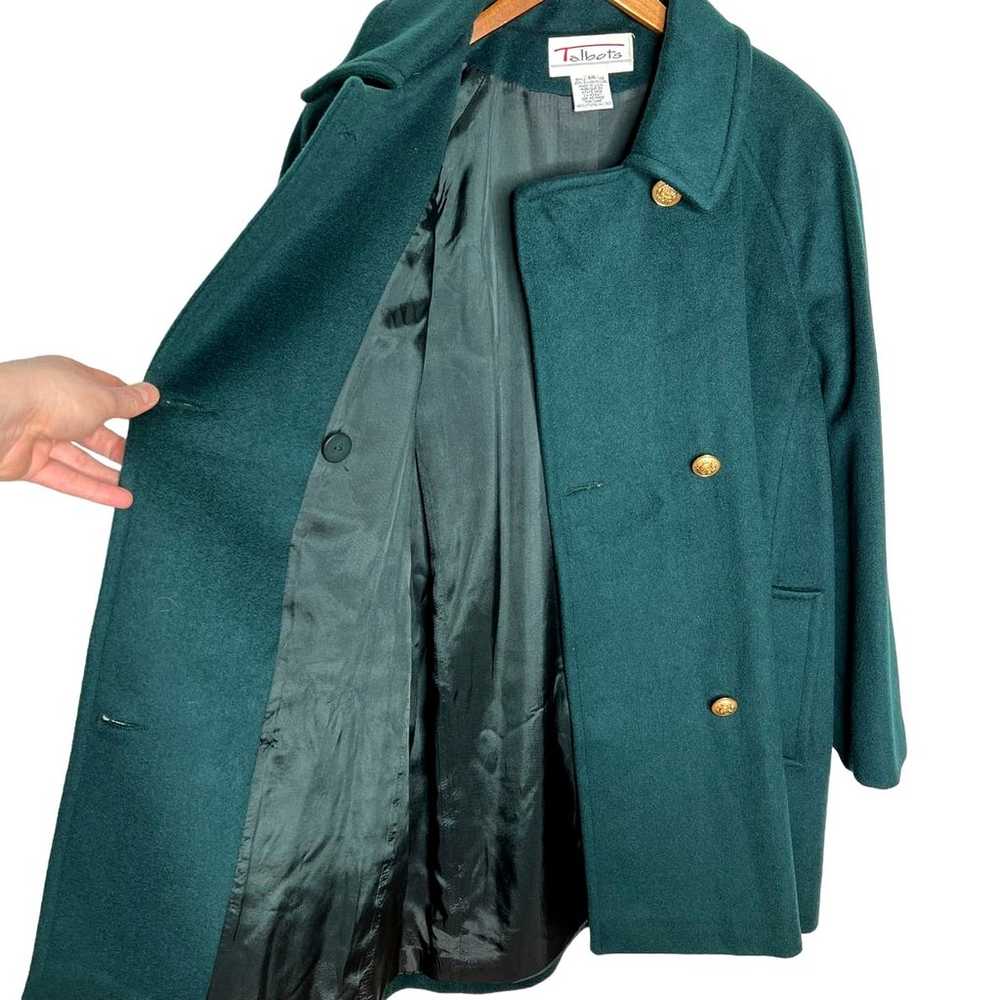 Talbots 14 Emerald Green Double Breasted Wool Coa… - image 3