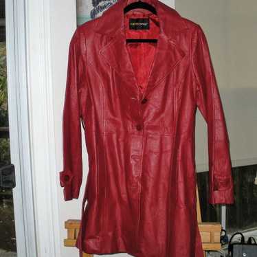 MetroStyle red leather trench coat SZ 8P