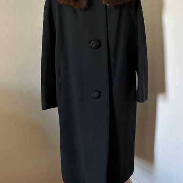 Whitley-ette vintage wool coat with mink collar - image 1