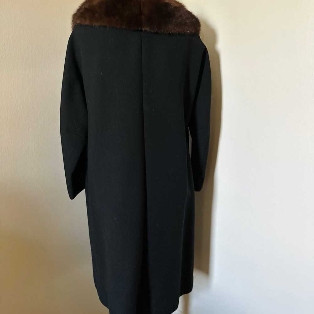 Whitley-ette vintage wool coat with mink collar - image 2