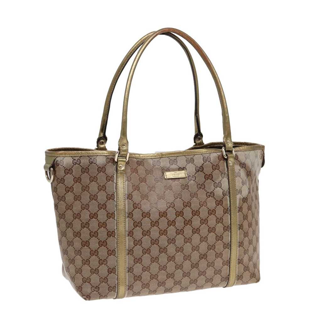 Gucci GUCCI GG Crystal Tote Bag Gold Beige 197953… - image 1