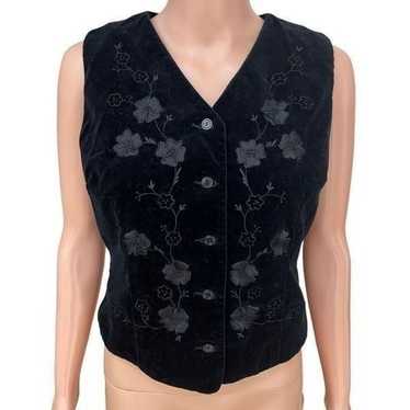 Liz Clairborne embroidered velvet vest petite siz… - image 1