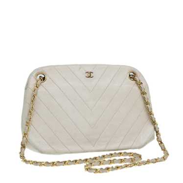 Chanel CHANEL V Stitch Chain Hand Bag Leather Whi… - image 1