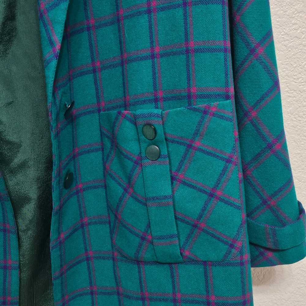 Green coat with pink and purple plaid - image 4