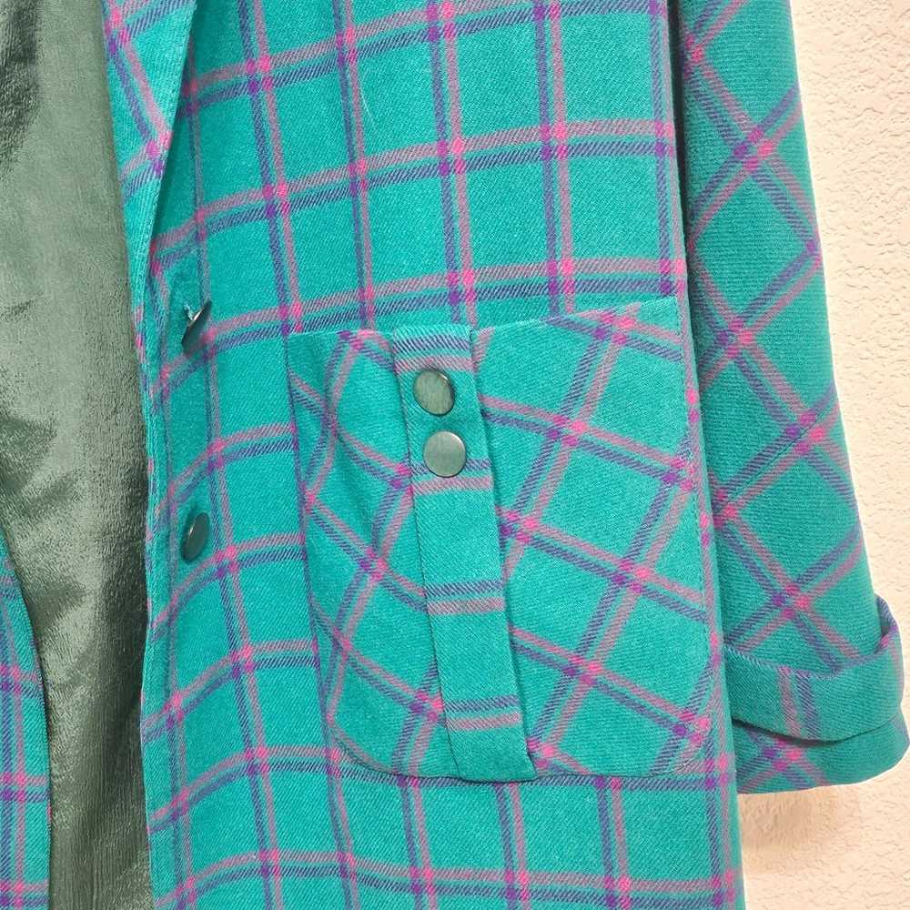 Green coat with pink and purple plaid - image 5