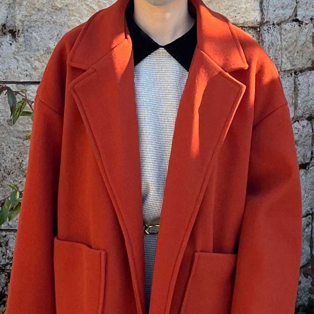 Orange long coat retro ladies used outer coat Che… - image 1