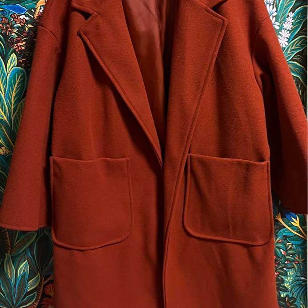 Orange long coat retro ladies used outer coat Che… - image 3