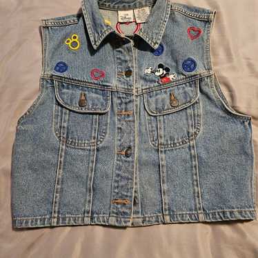 Vintage Disney Denim Vest * Peace Love & Mickey M… - image 1