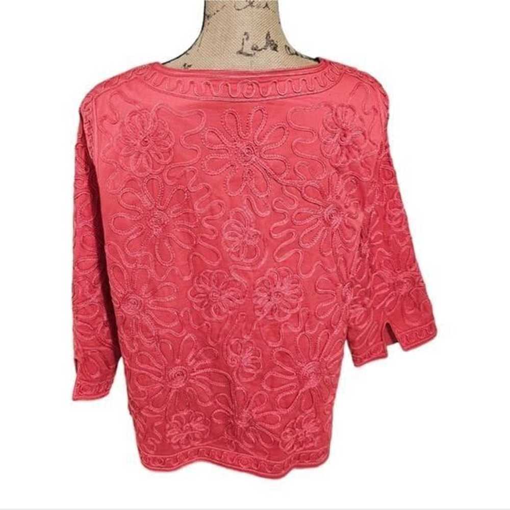 JONI B Vintage Coral Pink Mandarin Style Embroide… - image 2