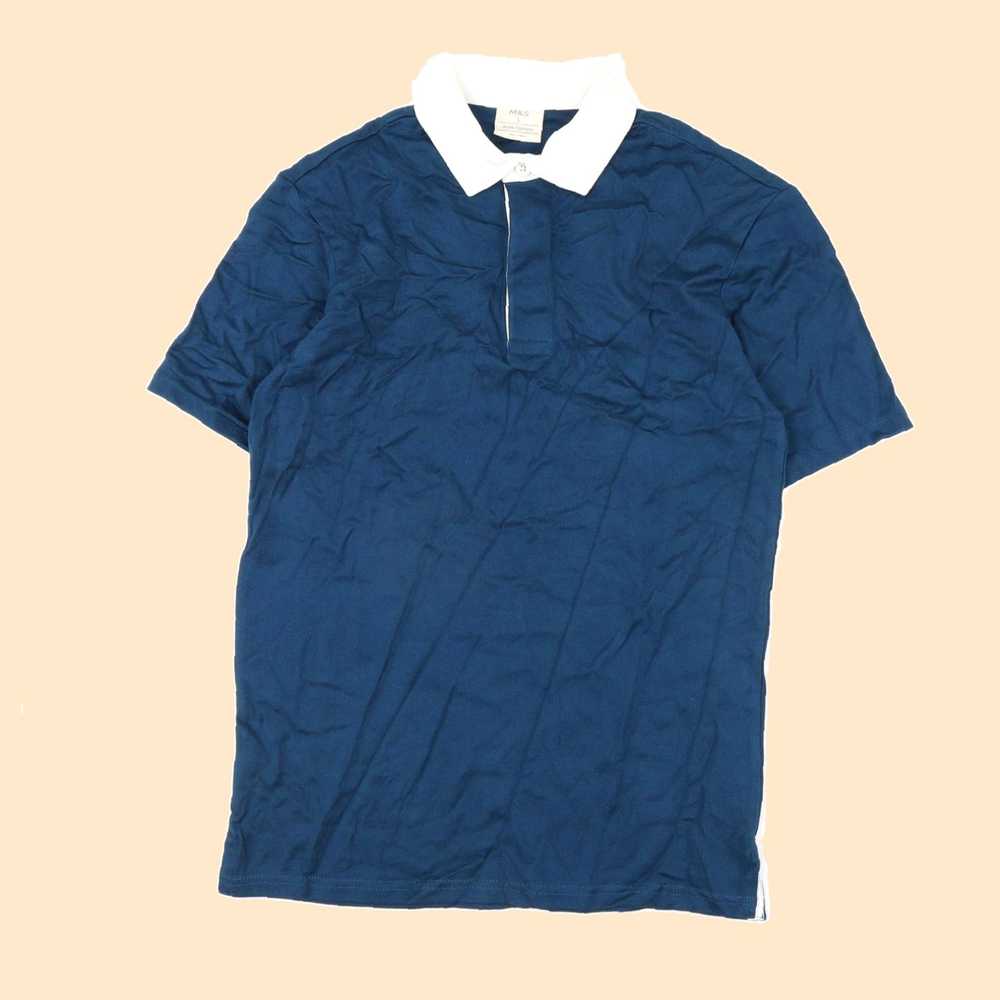 Vintage Authentic Mens Polo Shirt in Blue Hue Mad… - image 1