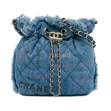 Blue Chanel Small Denim Mood Bucket with Chain