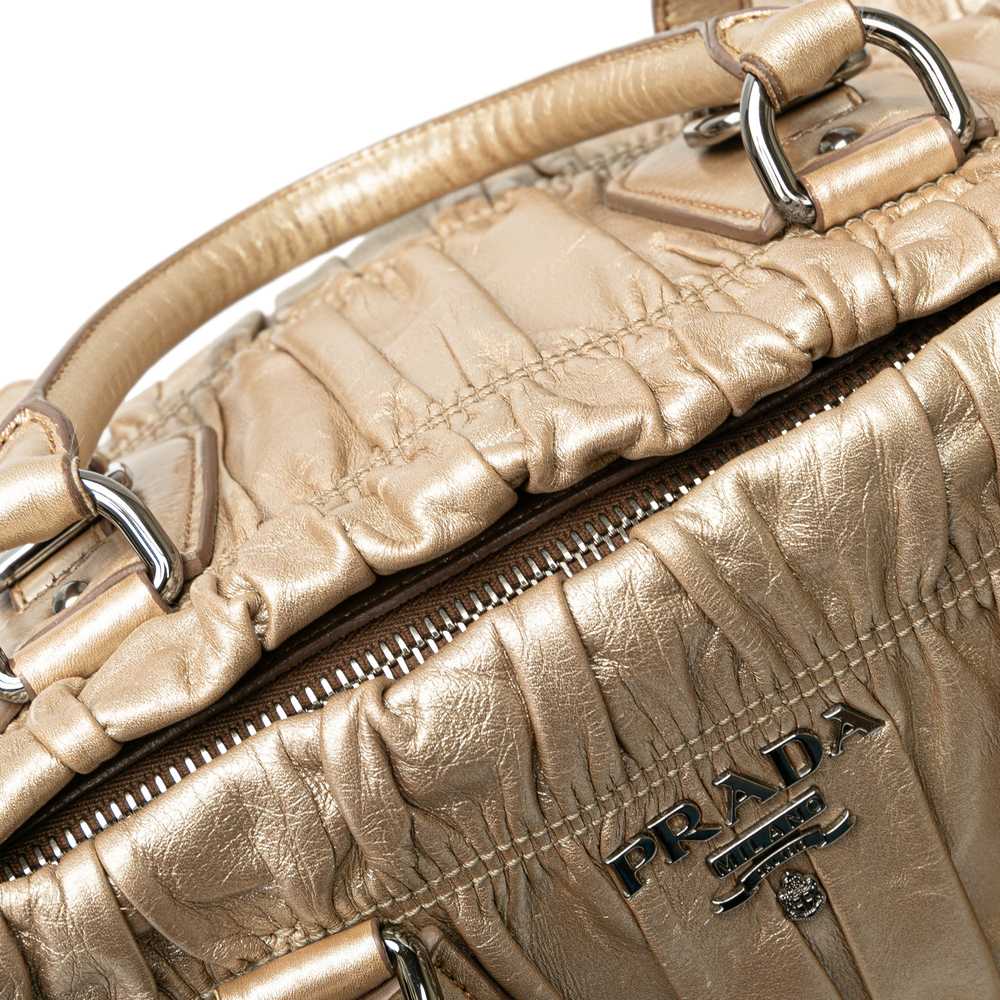 Gold Prada Nappa Gaufre Leather Satchel - image 12