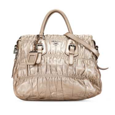 Gold Prada Nappa Gaufre Leather Satchel - image 1