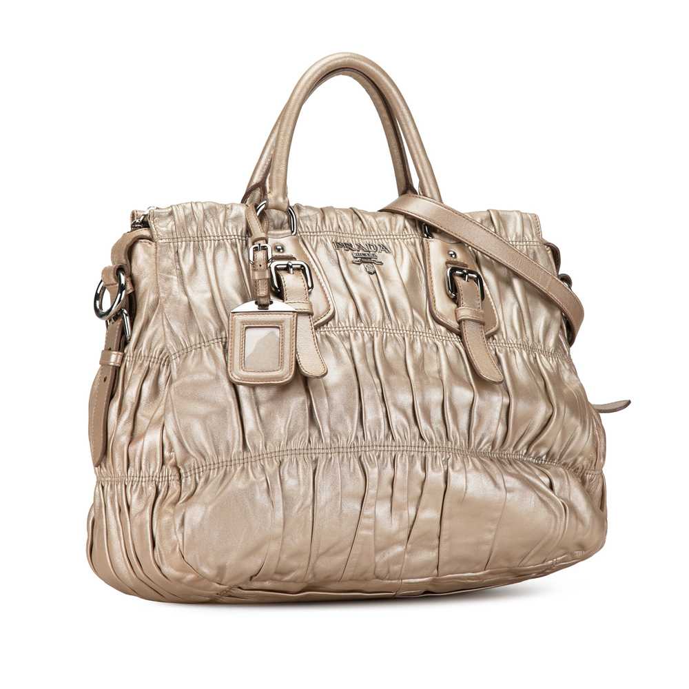 Gold Prada Nappa Gaufre Leather Satchel - image 2