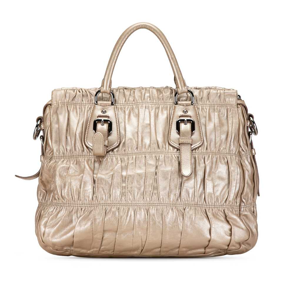 Gold Prada Nappa Gaufre Leather Satchel - image 3