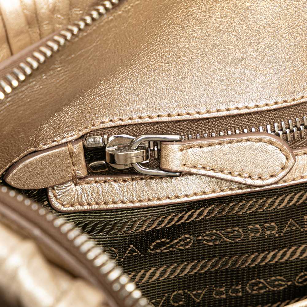 Gold Prada Nappa Gaufre Leather Satchel - image 8