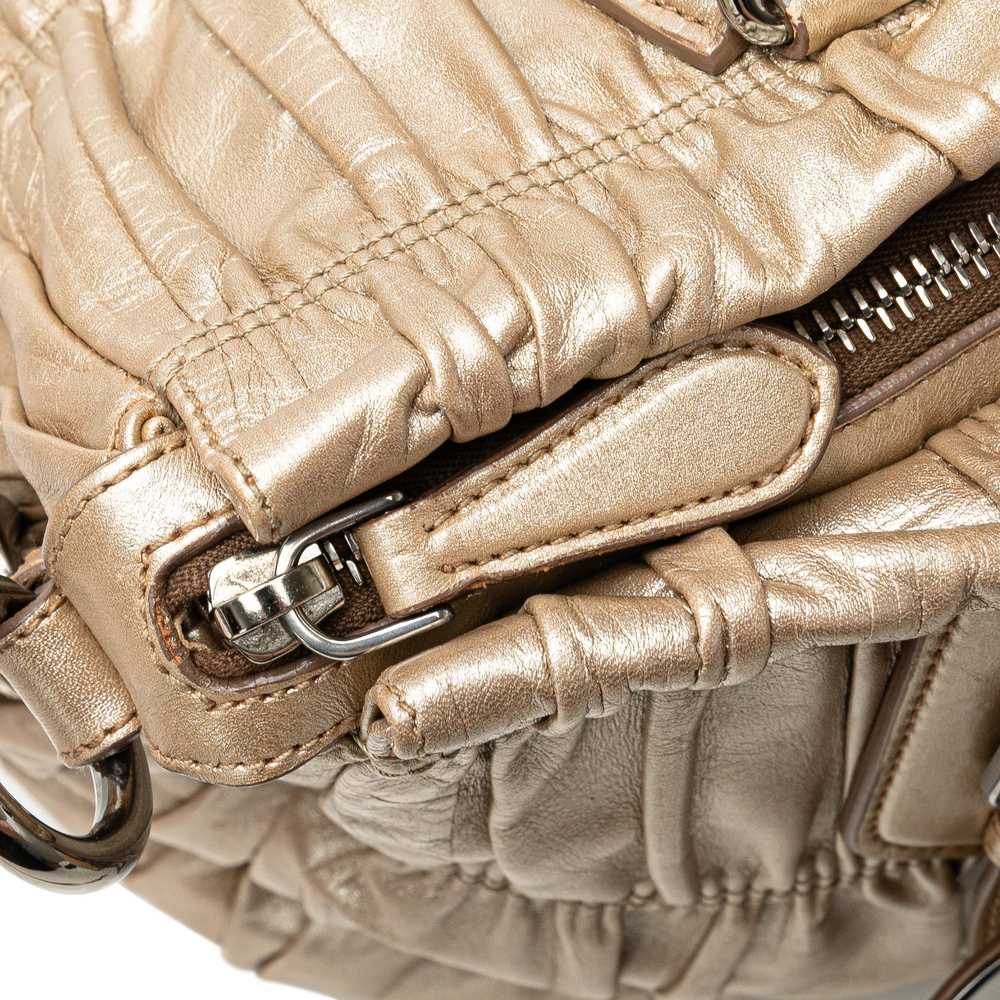 Gold Prada Nappa Gaufre Leather Satchel - image 9