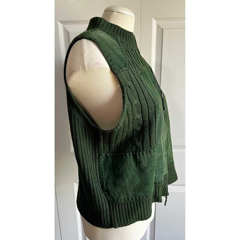 Vintage Ambra Green Leather Patchwork Vest Sz Pet… - image 10