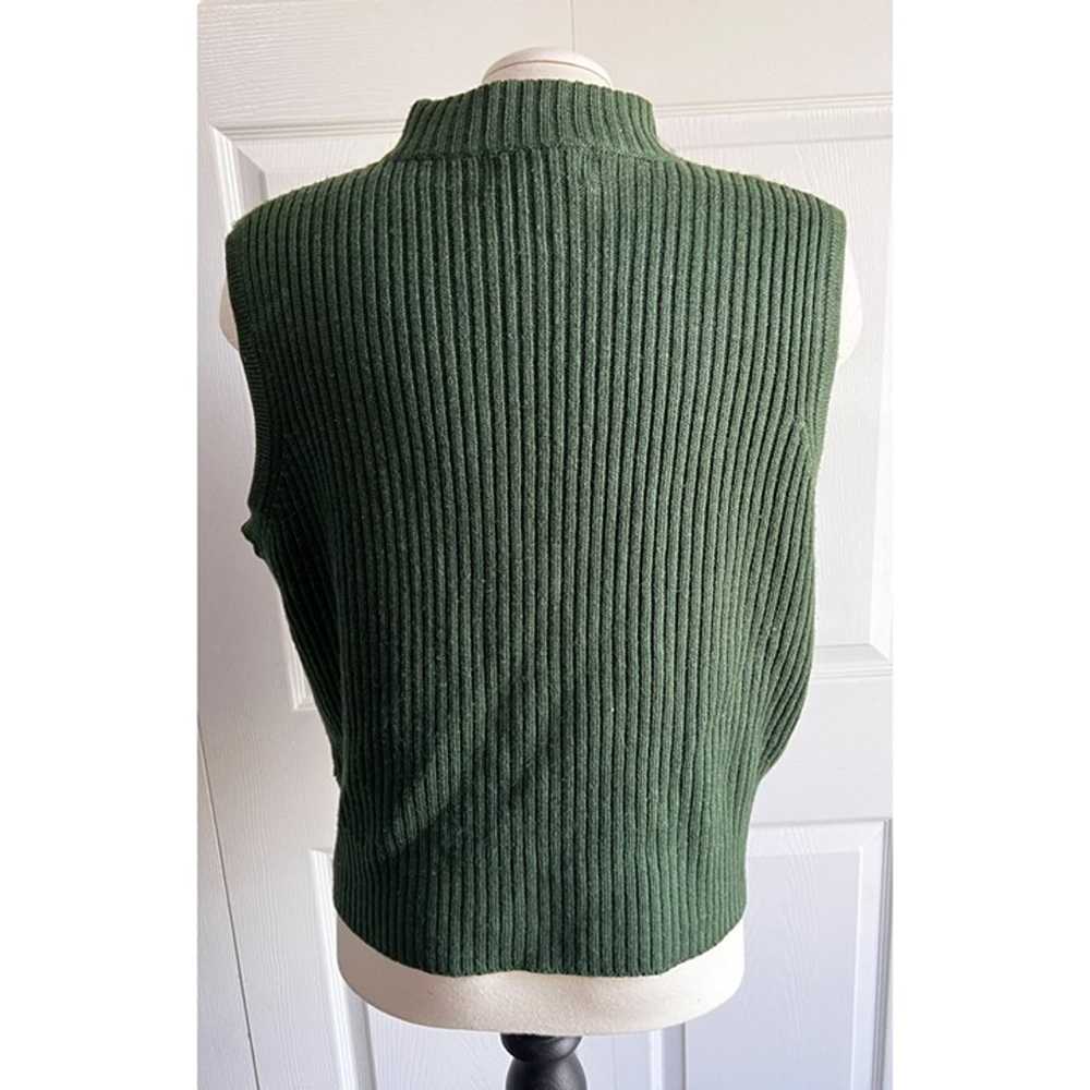 Vintage Ambra Green Leather Patchwork Vest Sz Pet… - image 3