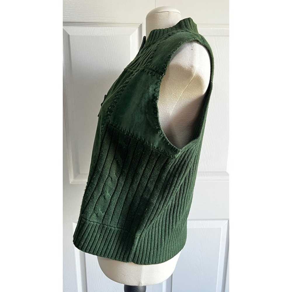 Vintage Ambra Green Leather Patchwork Vest Sz Pet… - image 4