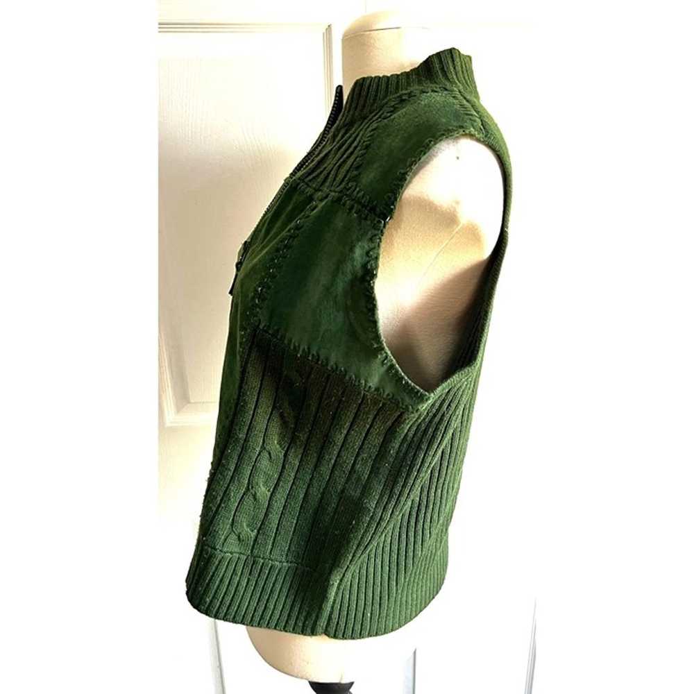 Vintage Ambra Green Leather Patchwork Vest Sz Pet… - image 6