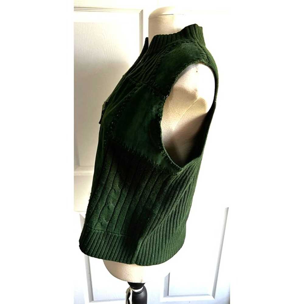 Vintage Ambra Green Leather Patchwork Vest Sz Pet… - image 7