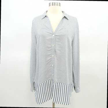 Vintage Striped Blue and White High Low Rayon Tun… - image 1