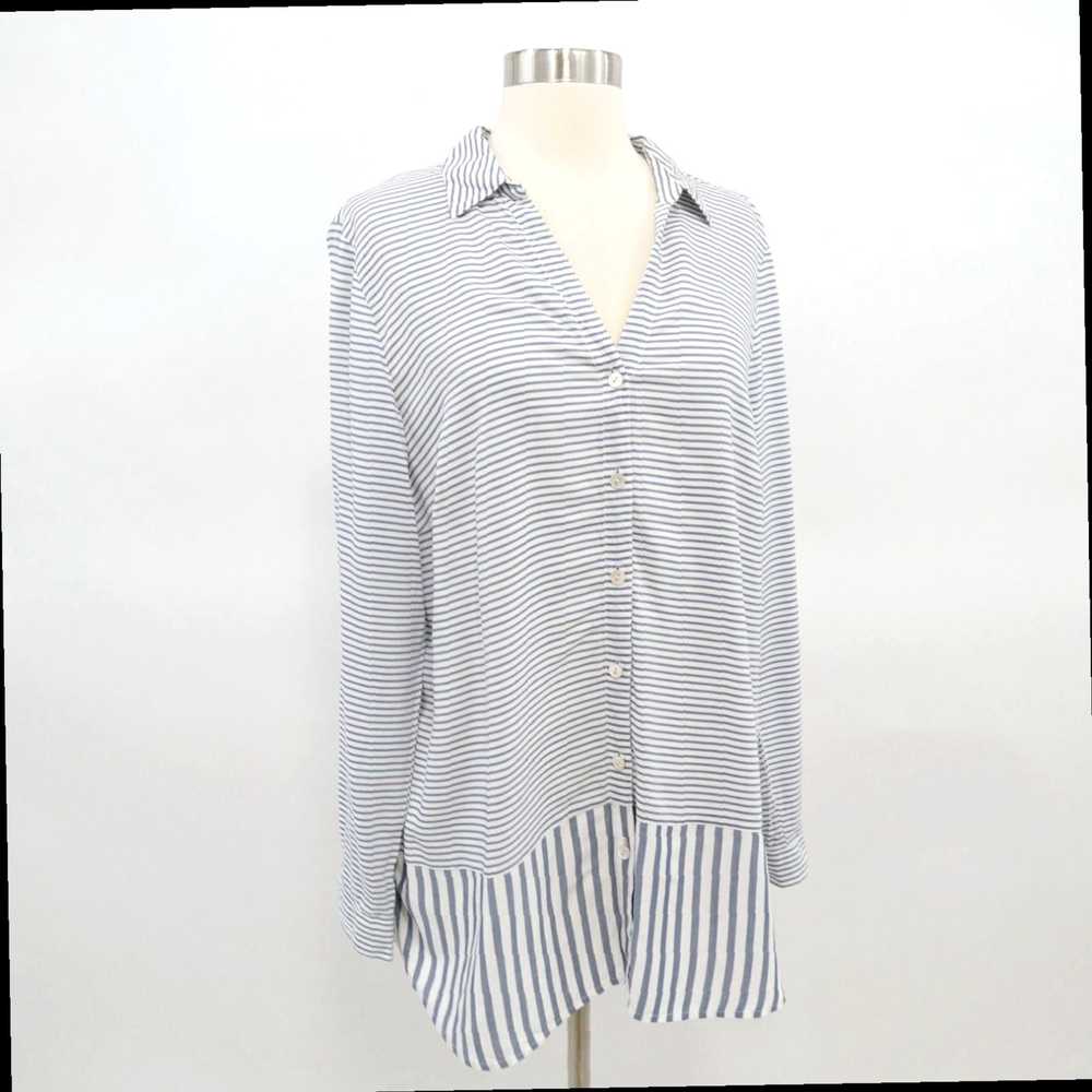 Vintage Striped Blue and White High Low Rayon Tun… - image 3