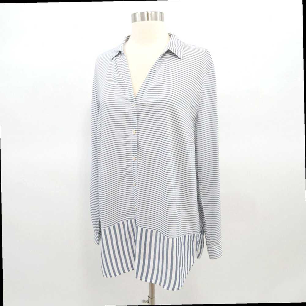 Vintage Striped Blue and White High Low Rayon Tun… - image 5