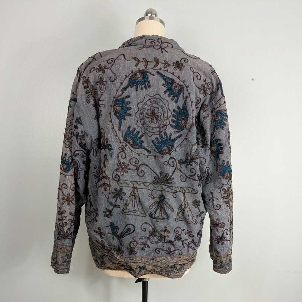 Vintage Quilted Jacket 90s Embroidered Boho Hippi… - image 3