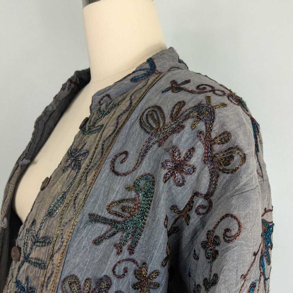 Vintage Quilted Jacket 90s Embroidered Boho Hippi… - image 6