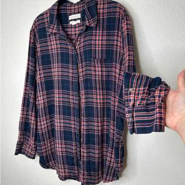 Treasure And Bond Treasure & Bond Navy Plaid Colla