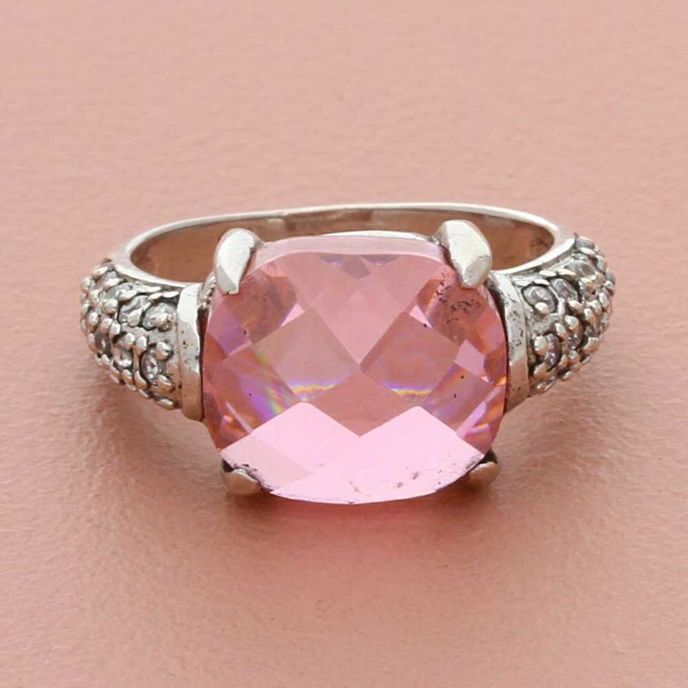 Sterling Silver sterling silver faceted pink cz c… - image 1