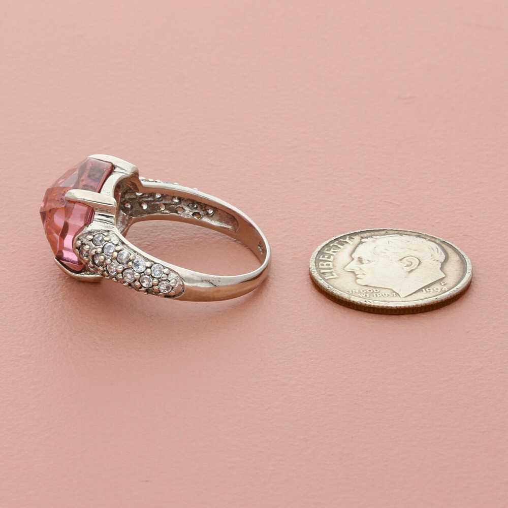 Sterling Silver sterling silver faceted pink cz c… - image 2