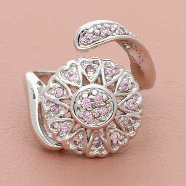 Sterling Silver sterling silver pink cz hearts fl… - image 1