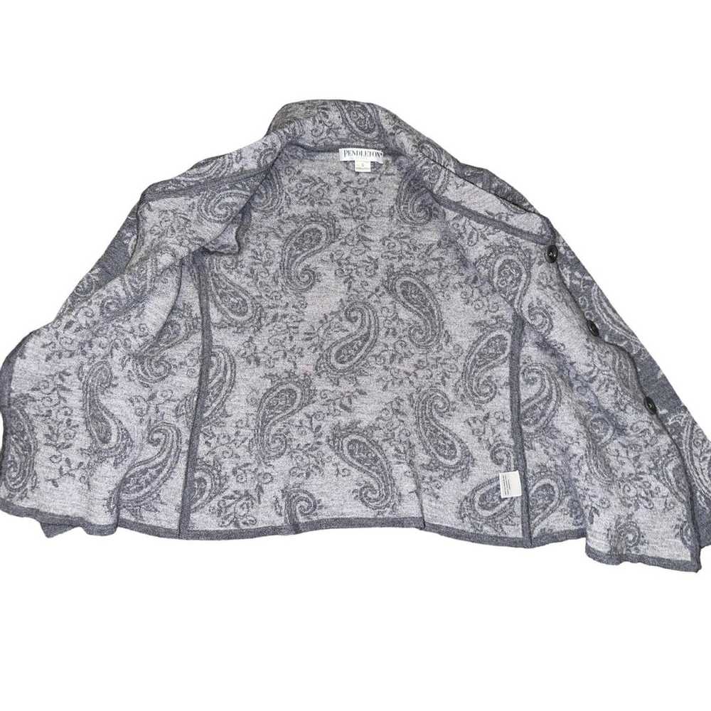 Vintage Pendleton Grey Paisley Floral Cardigan Si… - image 7