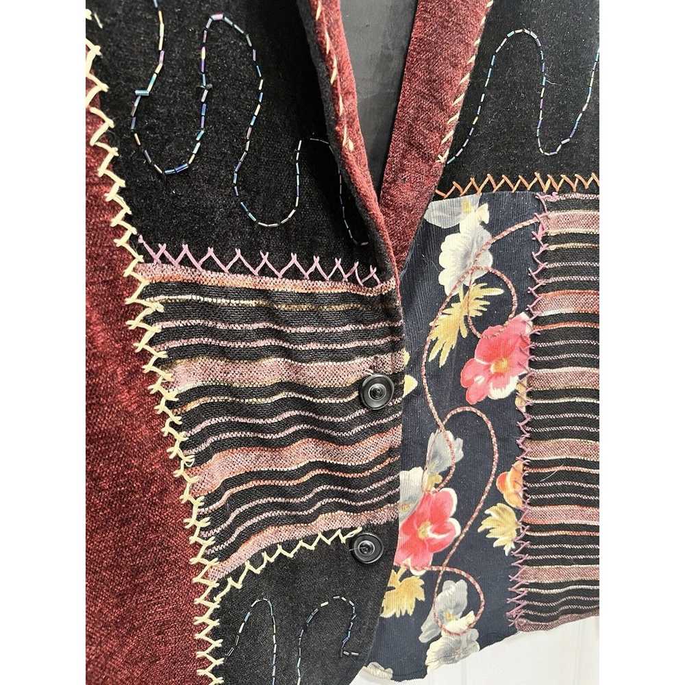 Boho Artsy Jacket Vintage Crazy Quilt Patchwork F… - image 3